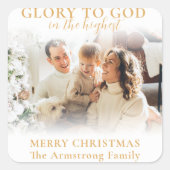 ミニマモダンリスト金ゴールド宗教的クリスマスフォト スクエアシール (正面)