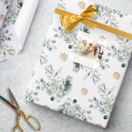 ミニマモダンリスト金ゴールド宗教的クリスマスフォト スクエアシール