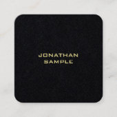 ミニマモダンリスト金ゴールド文字エレガントプレミアムブラック スクエア名刺 (正面)