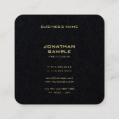 ミニマモダンリスト金ゴールド文字エレガントプレミアムブラック スクエア名刺 (裏面)