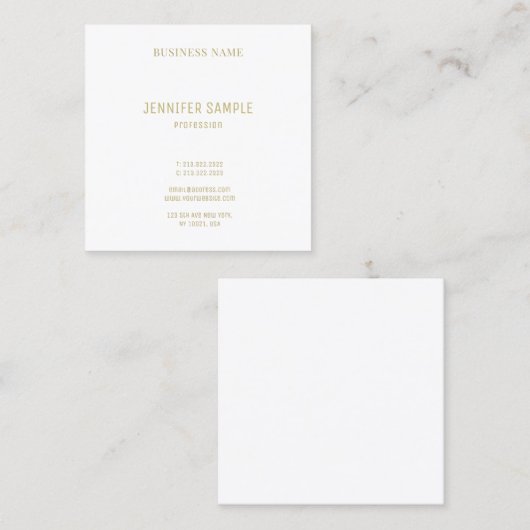 ミニマモダンリスト金ゴールド文字フォントラグジュアリーテンプレート スクエア名刺 (正面/裏面)