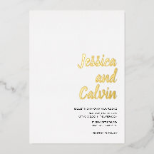 ミニマモダンリスト金ゴールド文字結婚式招待状