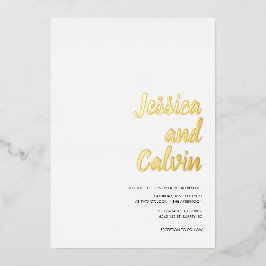 ミニマモダンリスト金ゴールド文字結婚式招待状 箔招待状