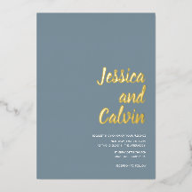 ミニマモダンリスト金ゴールド文字結婚式招待状