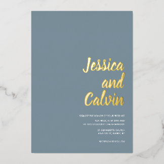 ミニマモダンリスト金ゴールド文字結婚式招待状 箔招待状