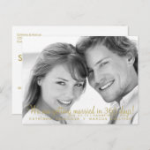 ミニマモダンリスト金ゴールド日付はがきIIを保存 案内ポストカード (正面/裏面)