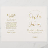 ミニマモダンリスト金ゴールド書道結婚式 プログラム (正面)