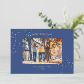 ミニマモダンリスト金ゴールド紙吹雪クリスマスフォト シーズンカード (スタンド正面)