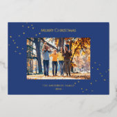ミニマモダンリスト金ゴールド紙吹雪クリスマスフォト 箔シーズンカード (正面)