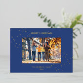 ミニマモダンリスト金ゴールド紙吹雪クリスマスフォト 箔シーズンカード (立ち正面)