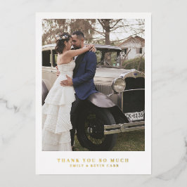 ミニマモダンリスト金ゴールド結婚サンキューカード 箔招待状