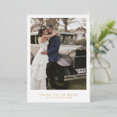 ミニマモダンリスト金ゴールド結婚サンキューカード 箔招待状 (立ち正面)