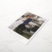 ミニマモダンリスト金ゴールド結婚サンキューカード 箔招待状 (回転した状態)