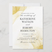 ミニマモダンリスト金ゴールド結婚式招待状 招待状 (正面)