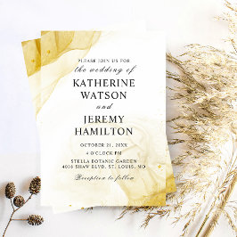 ミニマモダンリスト金ゴールド結婚式招待状 招待状