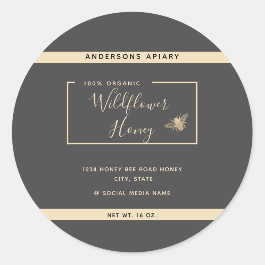 ミニマモダンリスト金ゴールド蜂蜜のハニージャールClasi ラウンドシール (正面)