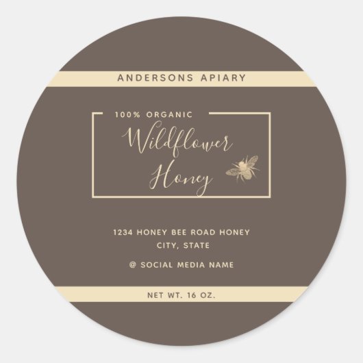 ミニマモダンリスト金ゴールド蜂蜜のハニージャールClasi ラウンドシール (正面)