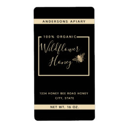 ミニマモダンリスト金ゴールド蜂蜜瓶 ラベル