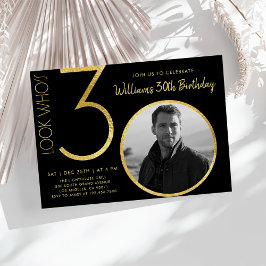 ミニマモダンリスト金ゴールド30歳の誕生日 招待状