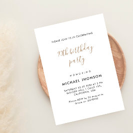 ミニマモダンリスト金ゴールド90th誕生日パーティー 招待状