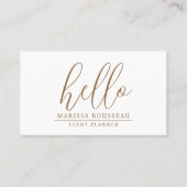 ミニマモダンリスト金ゴールドHelloイベントプランナーQRコード 名刺 (正面)