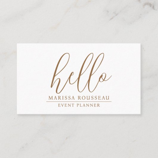 ミニマモダンリスト金ゴールドHelloイベントプランナーQRコード 名刺 (正面)