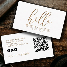 ミニマモダンリスト金ゴールドHello QRコード 名刺