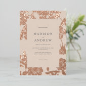 ミニマモダンリスト金箔バラ金ゴールド結婚フローラ 箔招待状 (立ち正面)