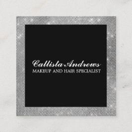 ミニマモダンリスト銀グリッターシンプルメイクアップ スクエア名刺