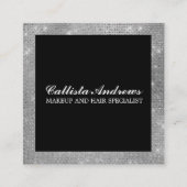 ミニマモダンリスト銀グリッターシンプルメイクアップ スクエア名刺 (正面)