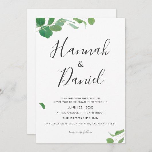 ミニマモダンリスト離れグリーのカスタム結婚式 招待状 (正面/裏面)