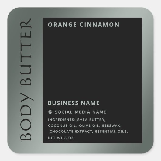 ミニマモダンリスト高級タイポグラフィブラック製品 スクエアシール (正面)