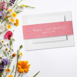 ミニマモダンリスト鮮やかピンクホワイトモノグラム 招待状ベリーバンド