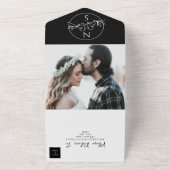 ミニマモダンリスト黒と白結婚の オールインワン招待状 (外側)