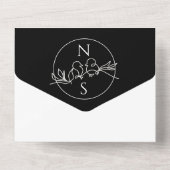 ミニマモダンリスト黒と白結婚の オールインワン招待状 (裏面)