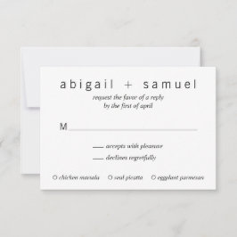 ミニマモダンリスト黒と白結婚の 出欠カード