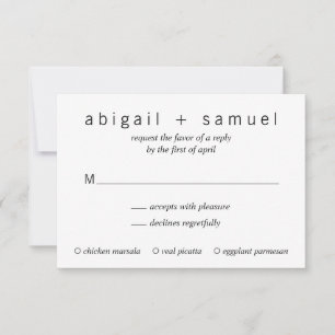 ミニマモダンリスト黒と白結婚の 出欠カード
