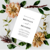 ミニマモダンリスト黒と白結婚の 招待状