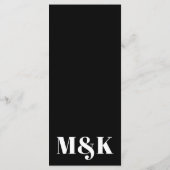 ミニマモダンリスト黒はっきりしたタイポグラフィ結婚ズ メニュー (裏面)