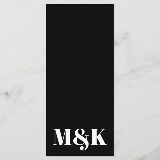 ミニマモダンリスト黒はっきりしたタイポグラフィ結婚ズ メニュー (裏面)