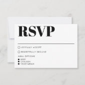 ミニマモダンリスト黒はっきりしたタイポグラフィ結婚ズ 出欠カード (正面)