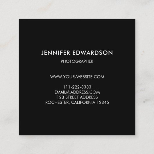 ミニマモダンリスト黒プロフェッショナル スクエア名刺 (裏面)