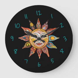 ミニマモダンリスト黒天空の太陽 ラージ壁時計