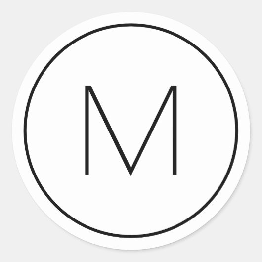 ミニマモダンリスト黒独身の文字モノグラムの ラウンドシール (正面)
