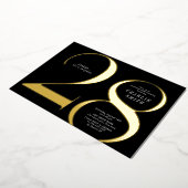 ミニマモダンリスト黒番金ゴールド28歳の誕生日 箔招待状 (回転した状態)