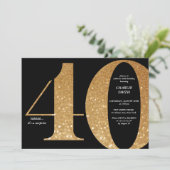 ミニマモダンリスト黒番金ゴールド40歳の誕生日 招待状 (スタンド正面)