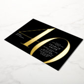 ミニマモダンリスト黒番金ゴールド40歳の誕生日 箔招待状 (回転した状態)