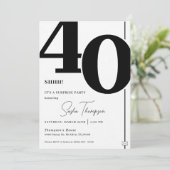 ミニマモダンリスト黒番40歳の誕生日の招待状 招待状 (スタンド正面)