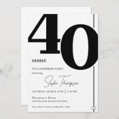 ミニマモダンリスト黒番40歳の誕生日の招待状 招待状 (正面/裏面)