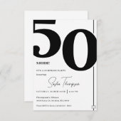 ミニマモダンリスト黒番50歳の誕生日の招待状 招待状 (正面/裏面)